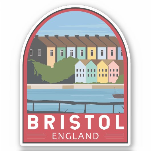 Bristol England Retro Travel Art  Sticker (Voorkant)
