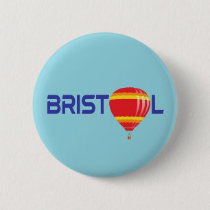 Bristol Hete Luchtballon Typografisch Ontwerp Ronde Button 5,7 Cm