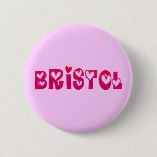 Bristol in het hart ronde button 5,7 cm
