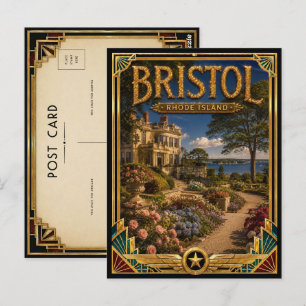 Bristol Rhode Island Vintage Art Deco Gouden Tijdp Briefkaart