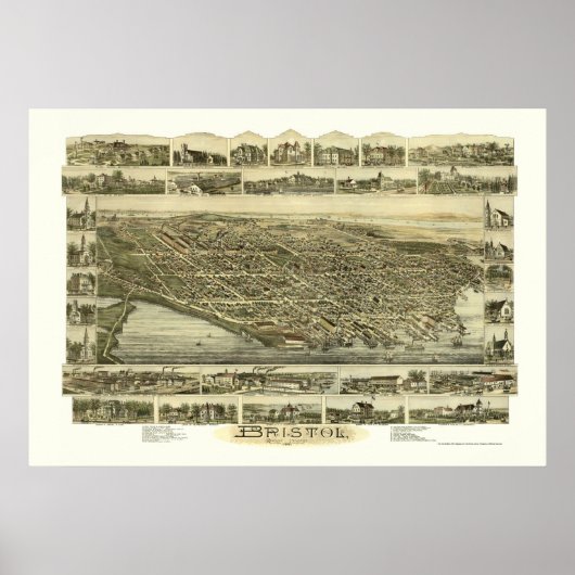 Bristol, RI Panorama - 1891 Poster (Voorkant)