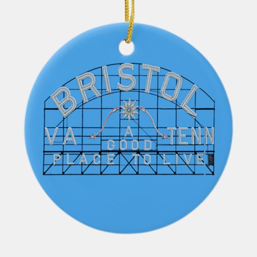 Bristol Slogan Sign Blue Keramisch Ornament (Voorkant)