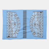 Bristol Slogan Sign. with Tracks on Blue Theedoek (Horizontaal)