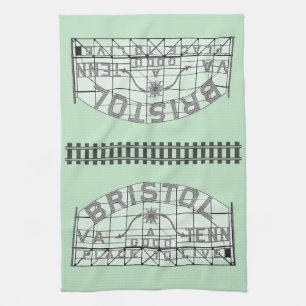 Bristol Slogan Teken met Tracks op  Green Theedoek