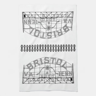 Bristol Slogan Teken met Tracks op wit Theedoek