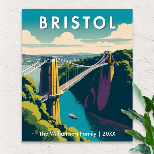 Bristol UK Clifton Suspension Bridge Retro Reispos Poster