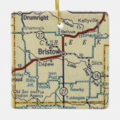 Bristow Oklahoma Retro Map Keramisch Ornament (Voorkant)