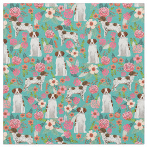 britans spaniel dog florals turquoise stof