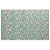 britans spaniel dog  florals turquoise stof (Fat Quarter)