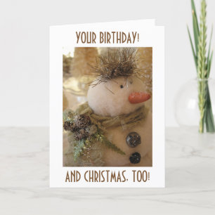 BRITHDAY "AT CHRISTMAS TIME" OF DAY SNOWMAN WISH FEESTDAGEN KAART