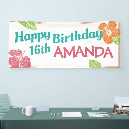 Brithday-feest op het eiland Luau Spandoek (Beurs)