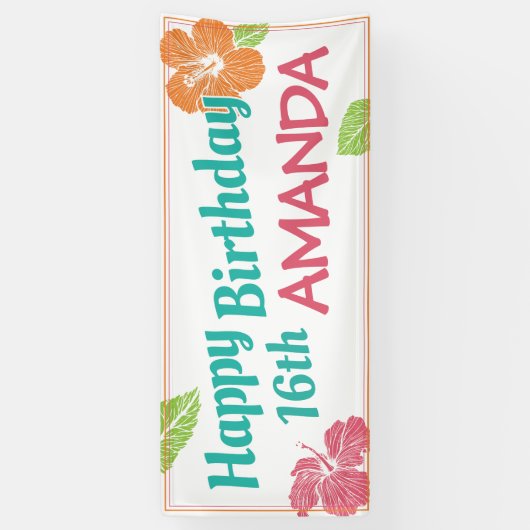 Brithday-feest op het eiland Luau Spandoek (Verticaal)