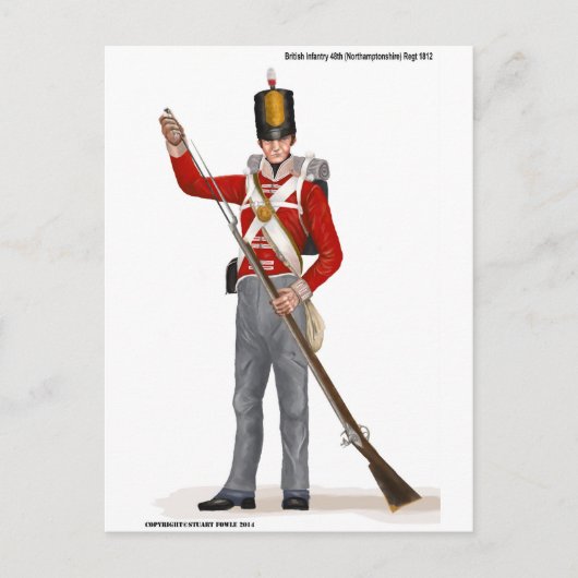 British 48th (Northamptonshire) Regiment 1812 Briefkaart (Voorkant)