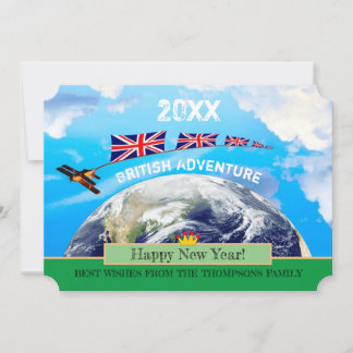 British Adventure, Happy New Year Card, Earth Feestdagenkaart