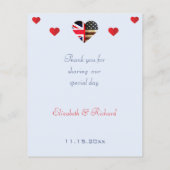 British American Flag Hearts Romantic Wedding Menu (Achterkant)