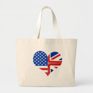British American Heart Grote Tote Bag