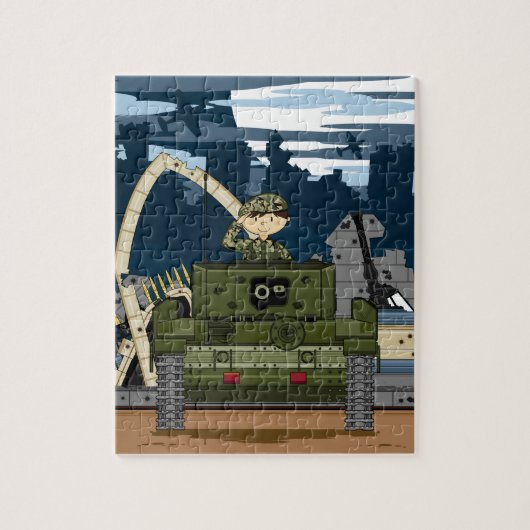 British Army Soldier en Tank Scene Jigzaag Puzzle Legpuzzel (Verticaal)