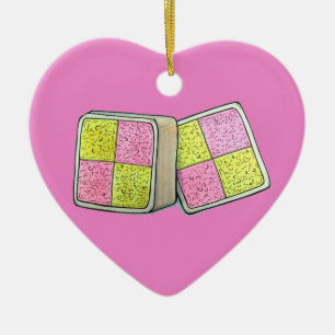 British Battenberg Marzipan Sponge Cake Bakery Keramisch Ornament