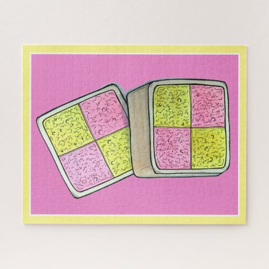 British Battenberg Marzipan Sponge Cake UK Food Legpuzzel (Horizontaal)