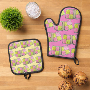 British Battenberg Marzipan Sponge Cake UK Food Ovenwant & Pannenlap Set