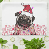 British Bull Dog gepersonaliseerd kerstcadeau Theedoek (Gevouwen)