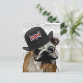 British Bulldog en Bowler Pet Briefkaart (Staand voorkant)