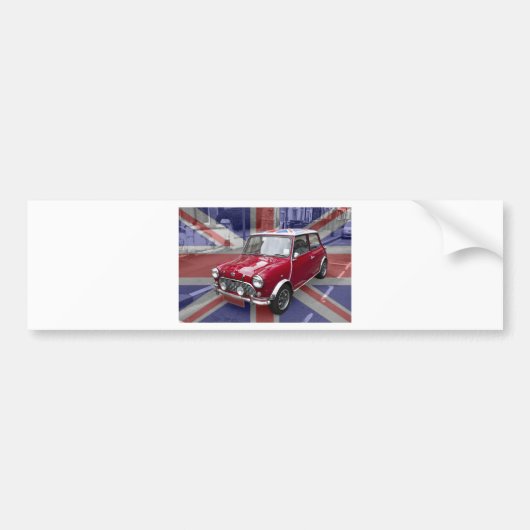British Classic Mini car Bumpersticker (Voorkant)