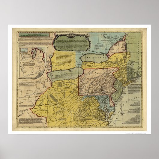 British Colonies America Map - 1771 Poster (Voorkant)
