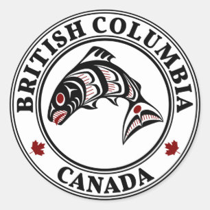 British Columbia Canada Haida art Salmon Ronde Sticker