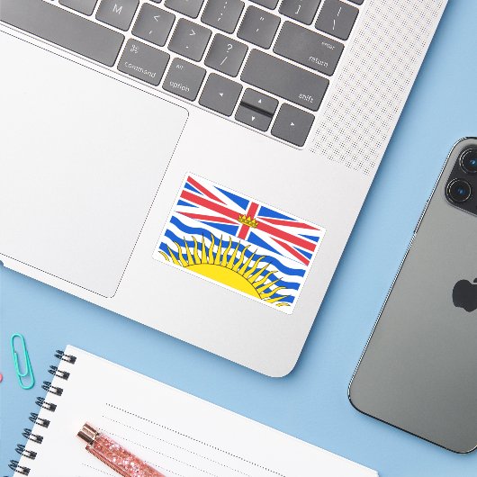 British Columbia Flag Graphic Sticker (Laptop met iPhone)