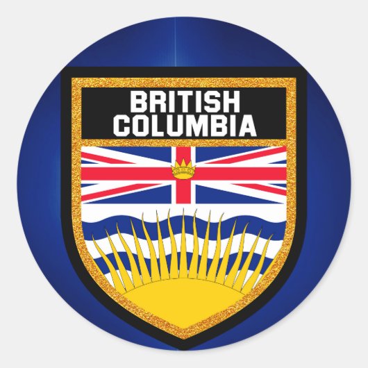 British Columbia Flag Ronde Sticker (Voorkant)