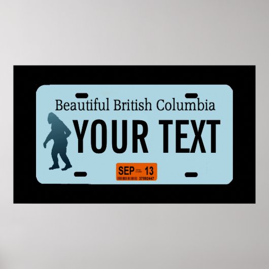 British Columbia Sasquatch License Bord Poster (Voorkant)