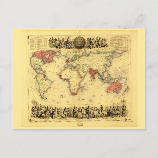 British Empire Map (circa 1850) Briefkaart (Voorkant)