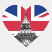 British Flag & Big Ben - Londen, VK/sportfans Hart Sticker (Voorkant)