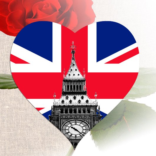 British Flag & Big Ben - Londen, VK/sportfans Hart Sticker