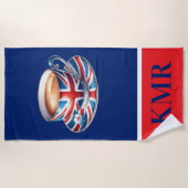 British Flag English Teacup Monogram Strandlaken (Voorkant)