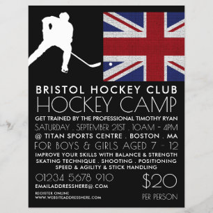 British Flag, Hockey Player, Camp Adverteren Flyer