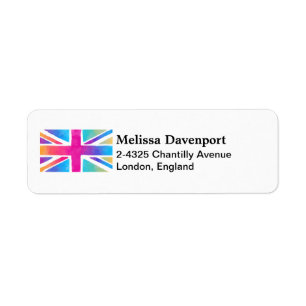 British Flag in Bright Waterverven Patriottic Etiket