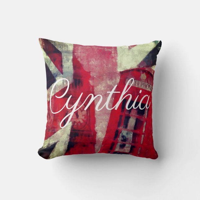 British Flag Telephone Booth Pillow Kussen (Voorkant)