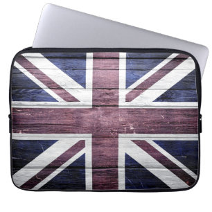 British Flag Wood Laptop Sleeve