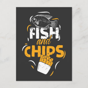 British Food Fish Chips Funny Streetfood Briefkaart