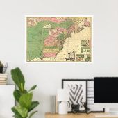 British French America Map 1755 Poster (Thuiskantoor)