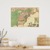 British French America Map 1755 Poster (Keuken)