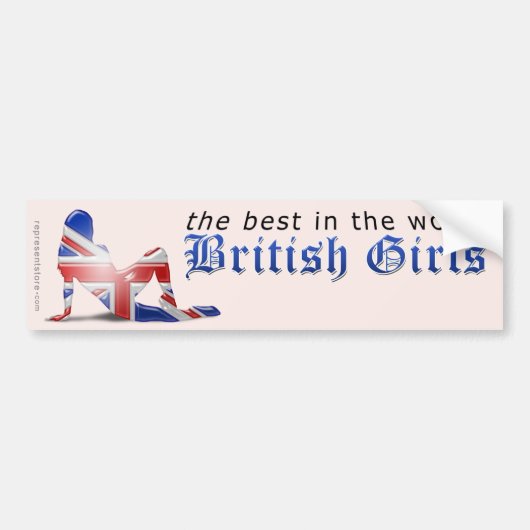 British Girl Silhouette Flag Bumpersticker (Voorkant)