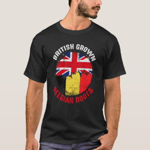 British Grown Belgium Roots  Flags for Men T-shirt