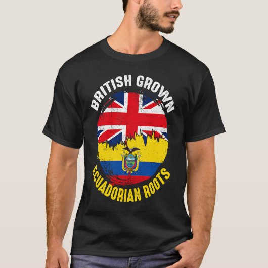 British Grown Ecuadorian Roots  Flags for M T-shirt (Voorkant)