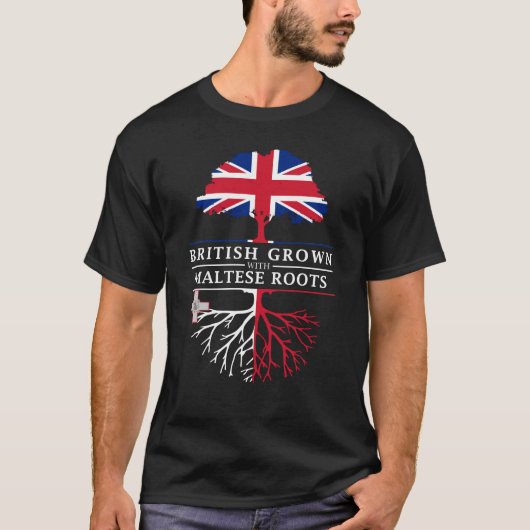 British Grown with Maltese    RootsMalta Design T-shirt (Voorkant)