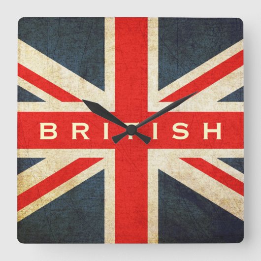 British Grunge Union Jack Mod Wall klok (Voorkant)