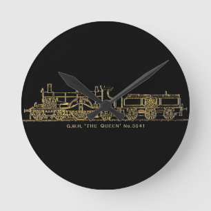 British GWR Steam Train,"The Queen",3041, zwart Ronde Klok