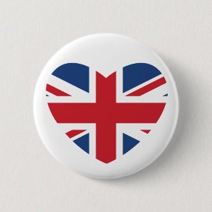 British Heart Button - Union Jack Flag